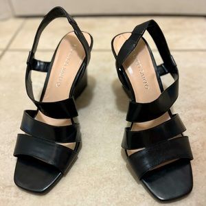 Franco Satro Black Wedge Sandals (Size 7.5)